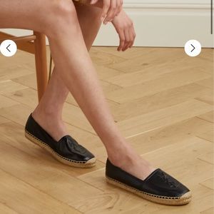 Yves Saint-Laurent logo-embossed leather espadrilles